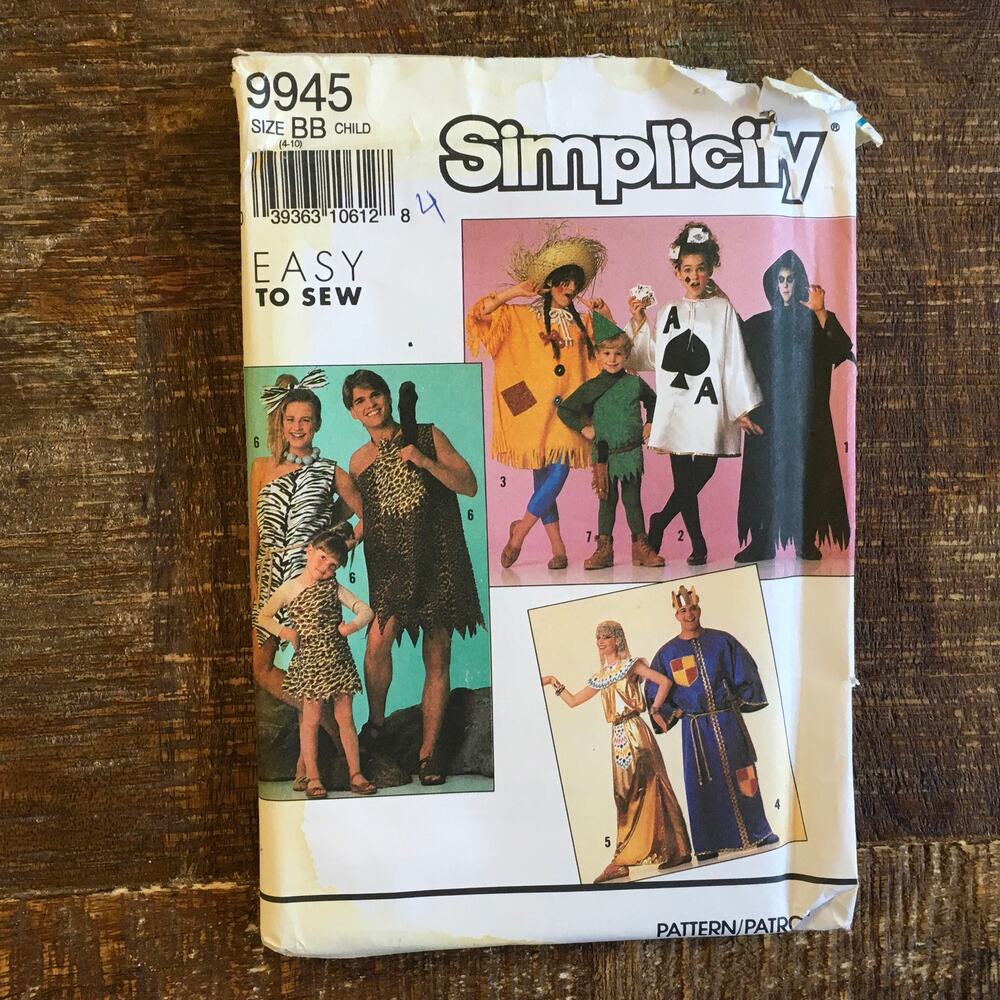 Vintage Simplicity Sewing Pattern 9945 90s Child Halloween Costume 4-10 UNCUT